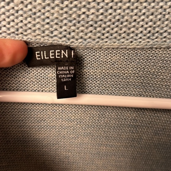 Eileen Fisher  100% ‎ Merino Wool Open Knit Cardigan Womens Sweater Lg sea foam - Picture 2 of 8